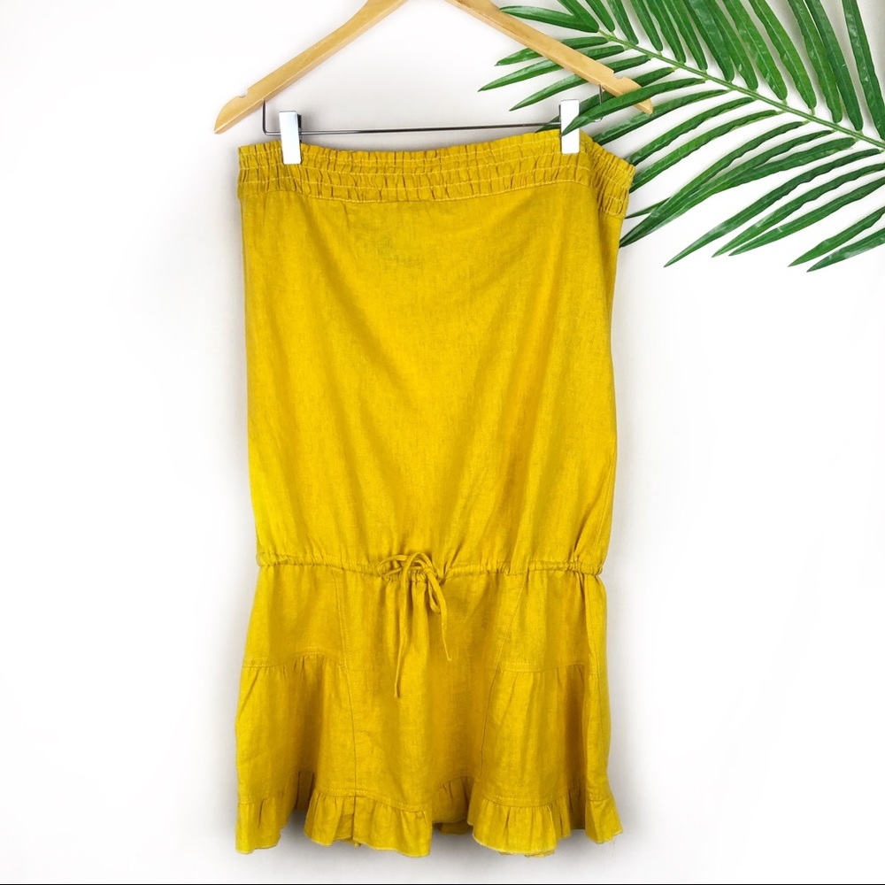 Tropical Wear Mustard Yellow Dress Strapless
